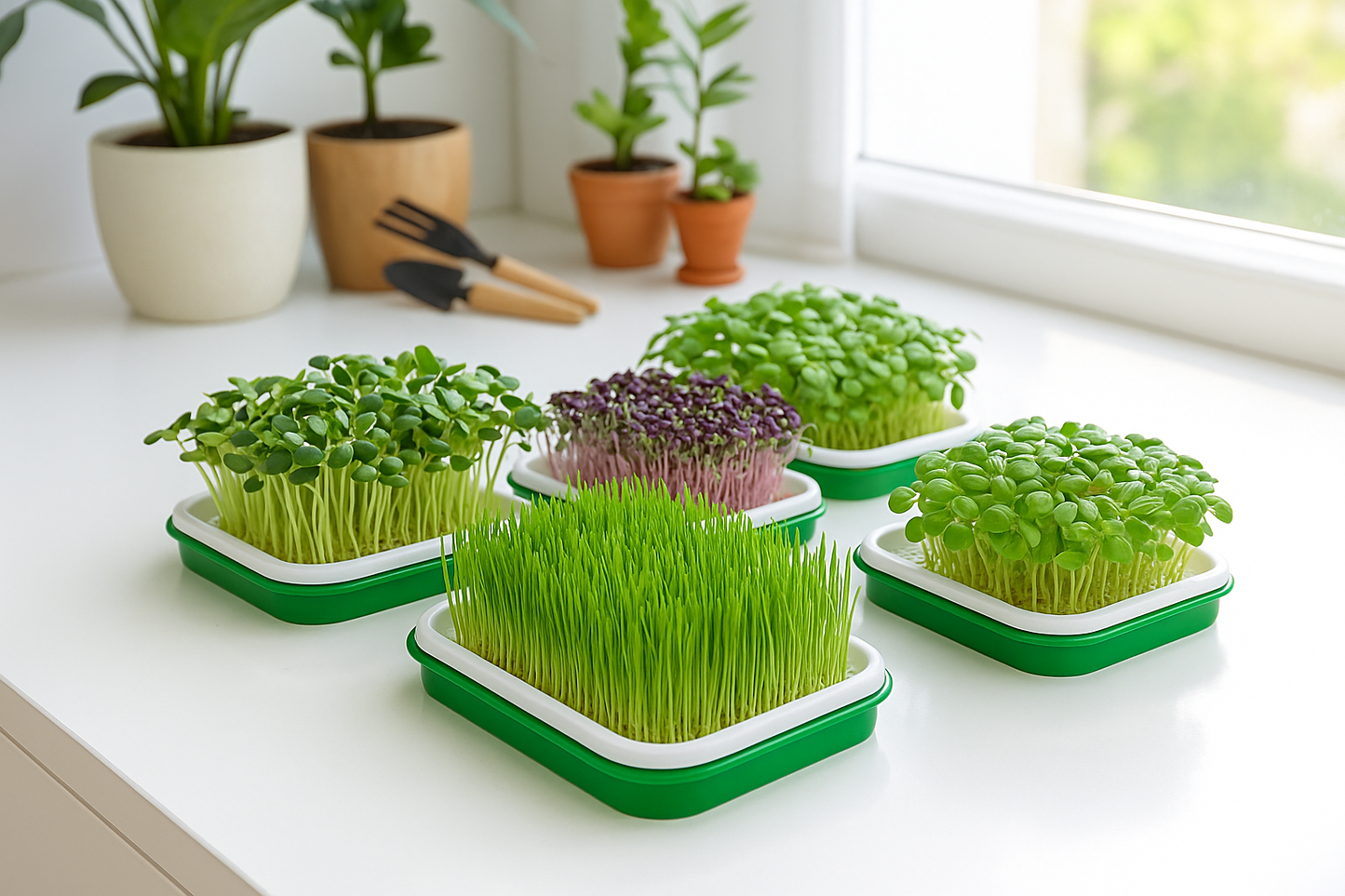 Reusable BPA-Free Microgreens Growing Tray – Soil-Free Hydroponic Sprouter with Lid & Drain Holes for Wheatgrass, Sunflower, Basil – Indoor Kitchen Garden, Easy Clean & Low Maintenance (Pack of 1)
