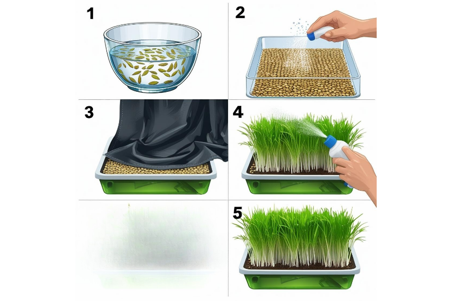 Reusable BPA-Free Microgreens Growing Tray – Soil-Free Hydroponic Sprouter with Lid & Drain Holes for Wheatgrass, Sunflower, Basil – Indoor Kitchen Garden, Easy Clean & Low Maintenance (Pack of 1)