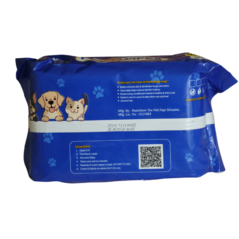 Pet Grooming Wipes for Dogs and Cats, Gentle Cleansing Wet Tissues with Resealable Pack